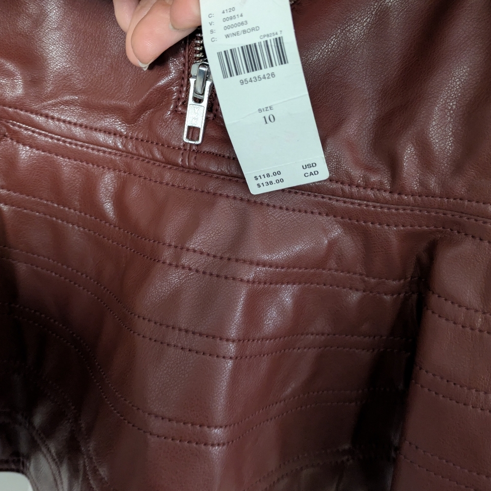 ANTHROPOLOGIE Burgundy Leather Skirt NWT! ♥️ - Picture 8 of 11